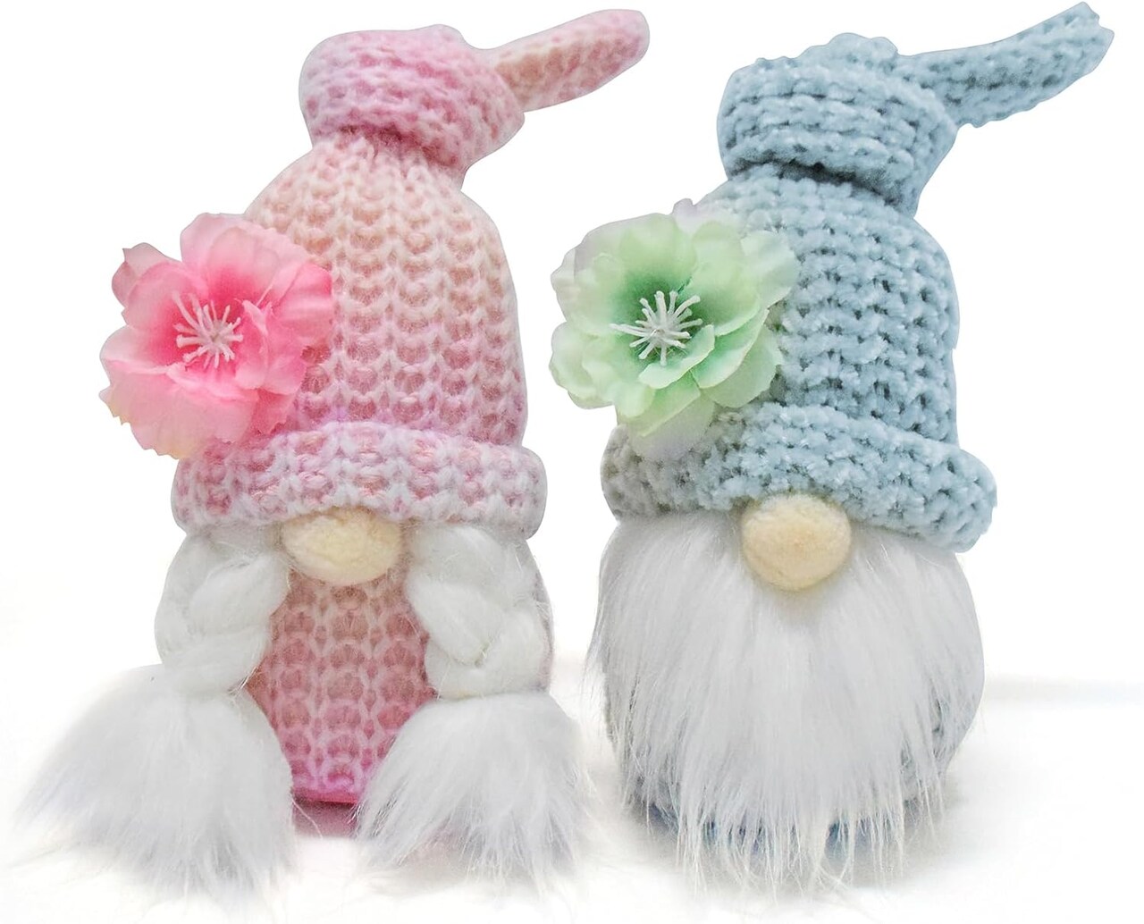 2 PCS Flower Farmhouse Gnomes Plush – Spring & Summer Swedish Tomte Nisse Elf Dolls, Tiered Tray Decor, Knotted Crochet Gnome for Home, Gifts for Gnome Lovers